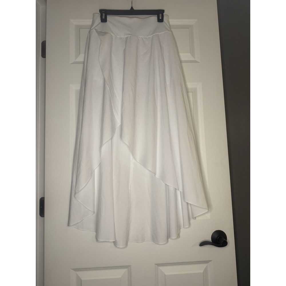 Halara Breezeful High Waist High Low Ruffle 2 In 1 Skirt White Medium Nwt